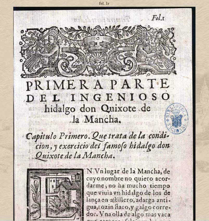 Muestra del facsímil digital de la edición princeps del Quijote